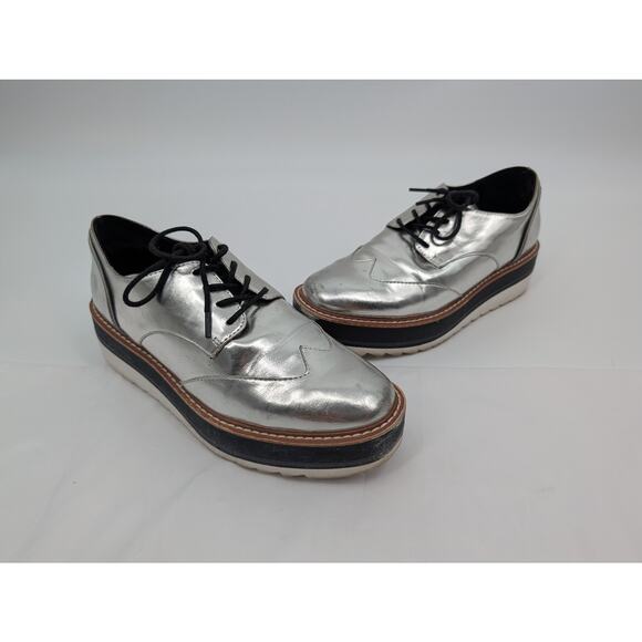 Zara Shoes - Zara Silver Leather Platform Derby Shoes EU 37 Approx 6.5**